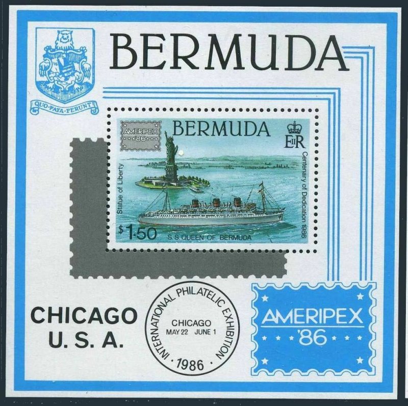 Bermuda 508,MNH.Michel 497 Bl.6. AMERIPEX-1986:Statue of Liberty,Ship.