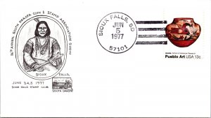 US EVENT COVER CACHETED SIOUX INDIAN PORTRAIT AT SIOUX FALLS SOUTH DAKOTA 1977 B