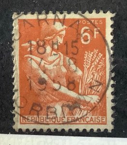 France 1957-59  Scott  833 used - 6fr, Farm woman, harvester