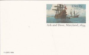 U.S. # UX101, Ships, The Ark & Dove, Postal Card,  Unused