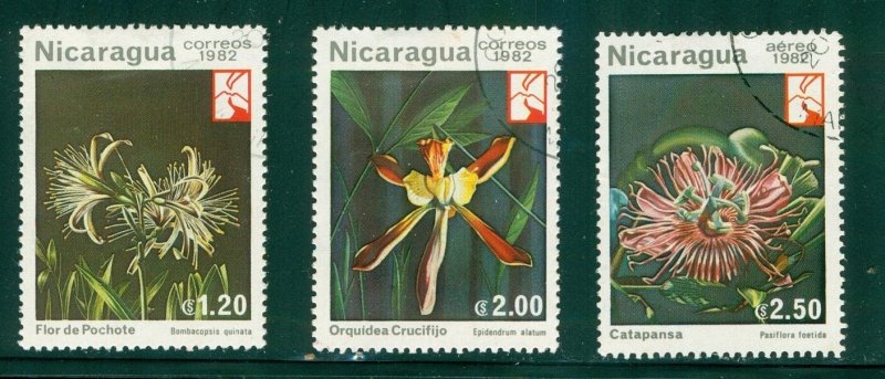 NICARAGUA 1192-4 USED FLOWERS BIN $1.50