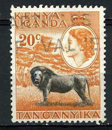 Kenya Uganda Tanganyika 1954  Scott 107 used, 20c   Lion 