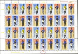 Germany DDR 1986 Military Uniforms sh. 40 MNH Torn at Bottom, Signed Corner