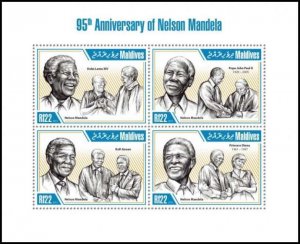 Maldives - 2013 Nelson Mandela 95th Birthday - 4 Stamp Sheet 13E-024