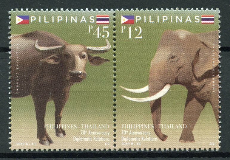 Philippines 2019 MNH Diplomatic Rel Thailand 2v Set Elephants Animals Stamps 