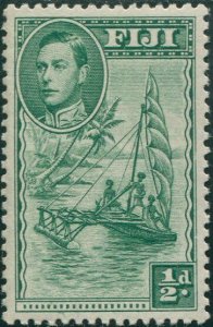 Fiji 1938 SG249b ½d green Natives in Canoe KGVI P12 MLH