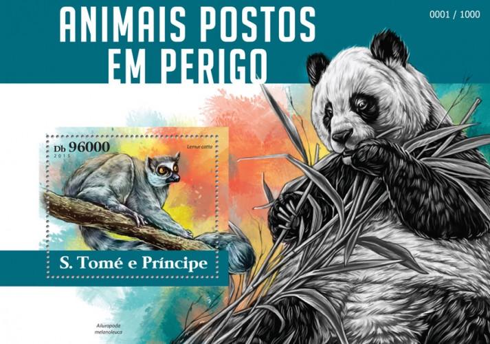 SAO TOME E PRINCIPE 2015 SHEET PANDA BEARS ENDANGERED ANIMALS WILDLIFE st15405b