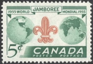 SC#356 5¢ 8th World Scout Jamboree, Niagara-on-the-Lake (1955) MNH