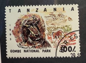Tanzania 1993 Scott 1188 CTO - 100sh,  Gombe National Park, Olive Baboon