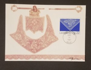 FDC Maxi Card Maximum 1987 Lacemaking Stamp Scott 2351 M88