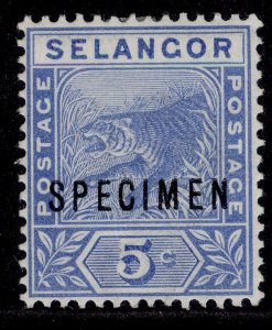 MALAYSIA - Selangor QV SG52s, 5c blue, M MINT. SPECIMEN