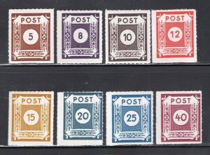 East Saxony 1945 Pirna Print Numerals 8 Values to 40pf Rouletted MNH Mi 42H-50H