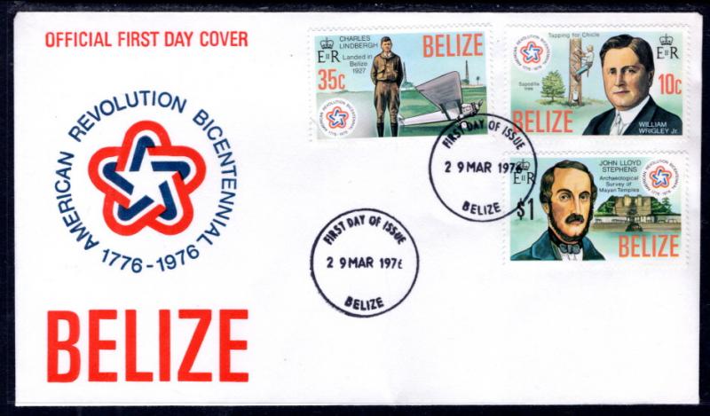 Belize 374-376 US Bicentennial U/A FDC