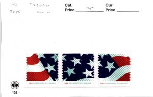 United States Postage Stamp, #4963a Strip Mint NH, 2015 Flag (AB)