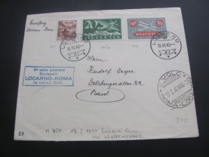 SWITZERLAND 1940 AIRMAIL COVER TO BASEL XF (260)
