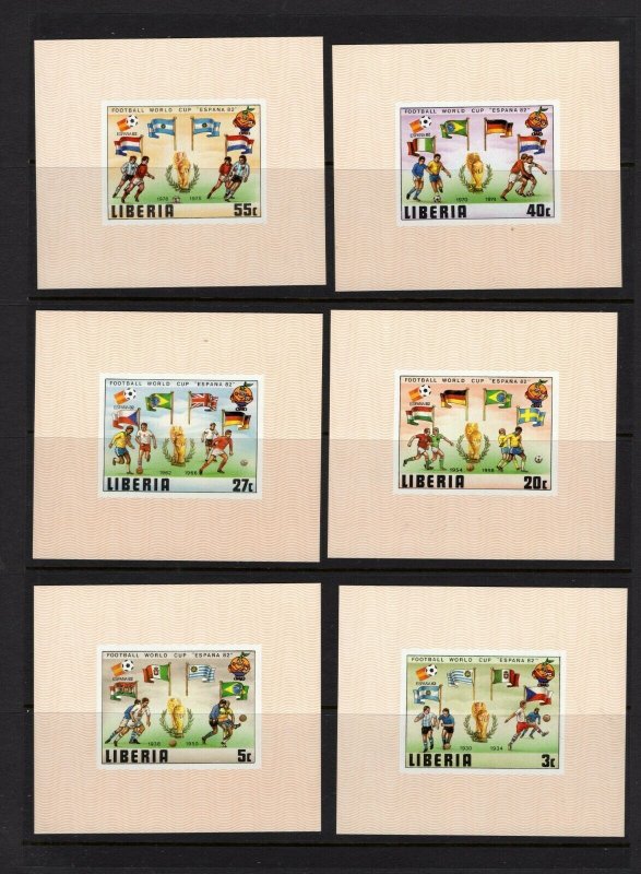 Liberia #886-91  (1982 World Cup of Soccer set) VFMNH Deluxe sheets