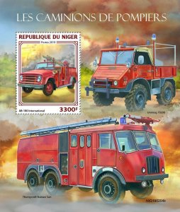 Niger 2019 MNH Fire Engines Stamps AB-180 International Special Transport 1v S/S