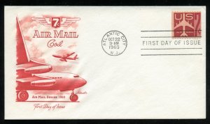 US C61 7c Air Mail Silhouette of jet - Coil UA Artmaster cachet FDC