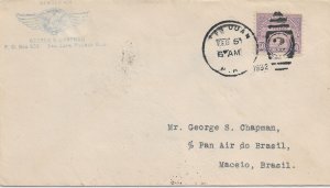 San Juan, Puerto Rico to Maceio, Brazil 1932 Airmail (F6-134) (51260)