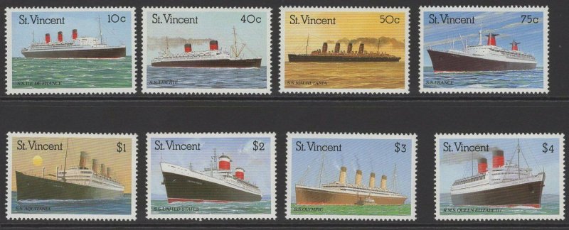 ST.VINCENT SG1221/8 1989 OCEAN LINERS MNH 