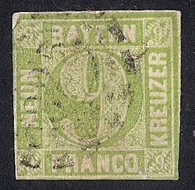 Bavaria #6 9kr Numerial Stamp used VF