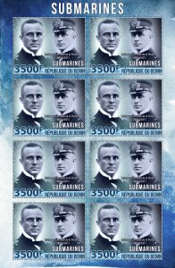 Stamps. Ships, Submarines Benin 2022 year 6 sheet perforated