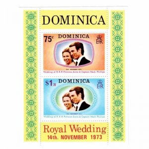 1973 Dominica Princess Anne's Wedding MS2 (Scott 373a) MNH