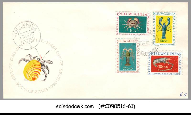 NEHTERLANDS NEW GUINEA - 1962 CRAB , LOBSTER / FISH - 4V - FDC