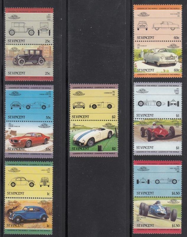 St. Vincent MNH Pairs 815-21 Automobiles