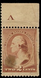 US #210 SCV $125 VF mint never hinged, stain, plate number A, Neat!