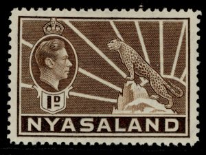 NYASALAND PROTECTORATE GVI SG131, 1d brown, LH MINT.