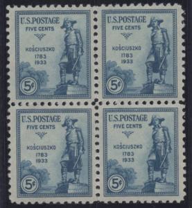 U.S. # 734 1933 Tadeuz Kosciuszko Block MNH