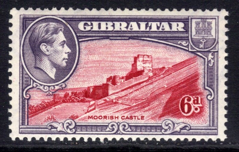Gibraltar 1938 - 51 KGV1 6d Moorish Castle MM SG 126b Pfs 13 ( A215 )