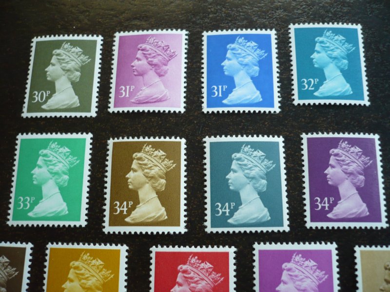 Stamps-G Britain-Scott#MH141-143,145,146,149,151-159-MNH Part Set of 13 Machin