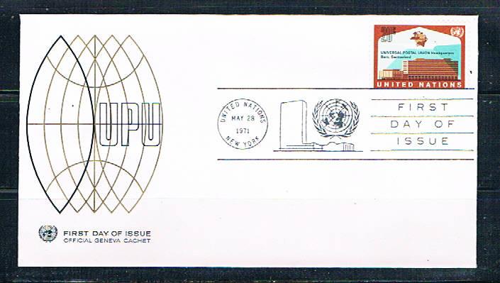 UN 219 FDC Single NY UPU Geneva Cachet 1971 (UNCV0353)+