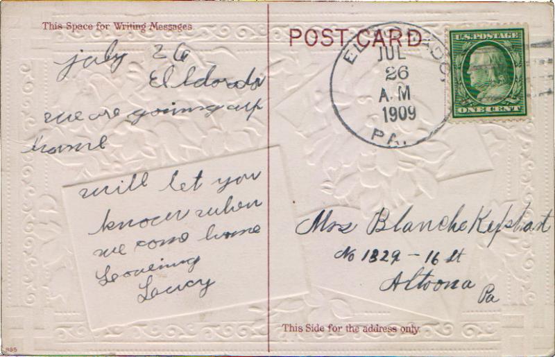 United States Pennsylvania Eldorado 1909 dis-integrating doane 2/2  1905-1916...