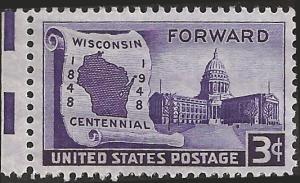 # 957 MINT NEVER HINGED WISCONSIN STATEHOOD 100TH ANNIV.