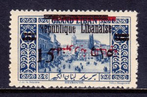 LEBANON — SCOTT 100a — 1928 15p ON 25p, INVERTED ARABIC OVPT.  — MNH — MAURY €85