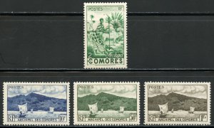 Comoro Islands Scott 30-33 Unused HOG - 1950 First Issues - SCV $1.75