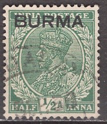 Burma; 1937: Sc. # 2: O/Used Single Stamp