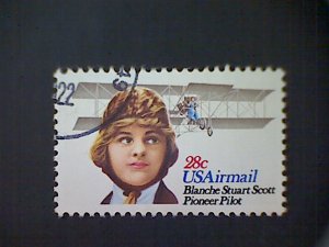 United States, Scott #C99, used (o), 1980 air mail, Blanche Stuart Scott, 28¢