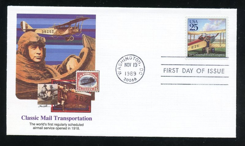 US 2436 20th UPU Congress - Biplane UA Fleetwood cachet FDC