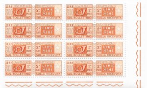 Italy Q-97 1966 800 L  Parcel Post block  8  FVF Mint NH