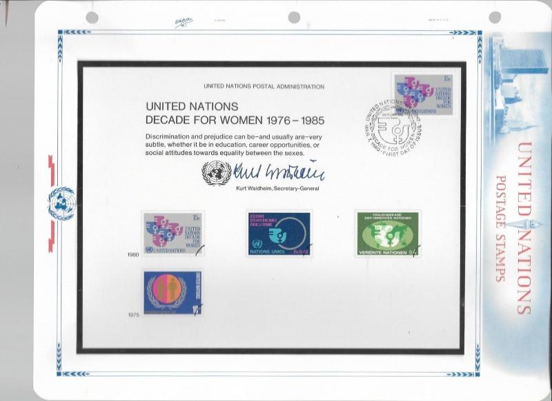 United Nations Souvenir Cards - 11 Mostly FDC cards on White Ace Pages (group 1)