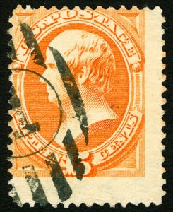 #163 1873 15c Webster Pale Orange Used with Secret Mark Rare Shade