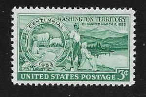 SC# 1019 - (3c) - Organization of Washington Terr., MNH single