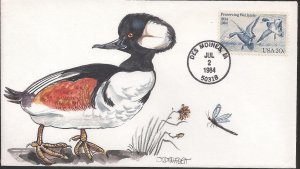 Judith Fogt Hand Painted FDC for the 1984 20c Preserving Wetlands Stamp - OOAK