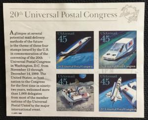 US #C126 Used Sheet of 4 Light CDS 20th UPU Congress SCV $4.00 L14