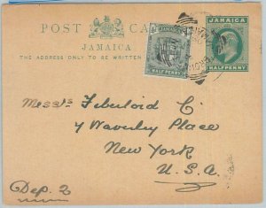 74805 - POSTAL HISTORY - JAMAICA -  STATIONERY CARD from BROWNTOWN to USA  1909