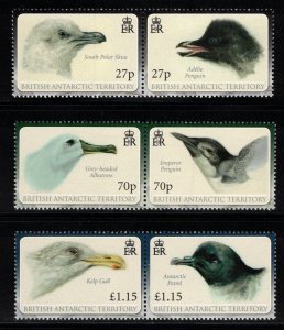 BRITISH ANTARCTIC 2010 Birds; Scott 423-25, SG 532a-536a; MNH